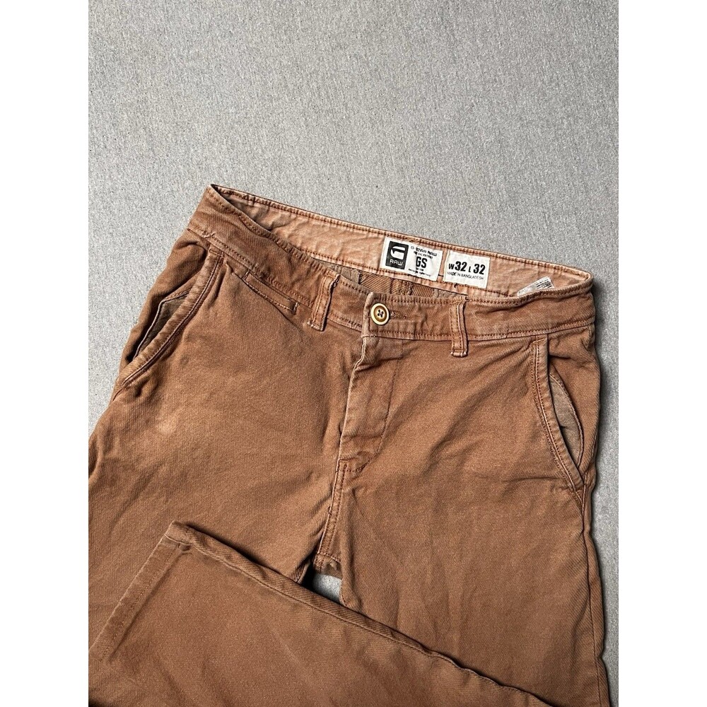 G Star Raw Pants Mens 32x32 (32x27) Brown Khaki Tapered Chino Casual
